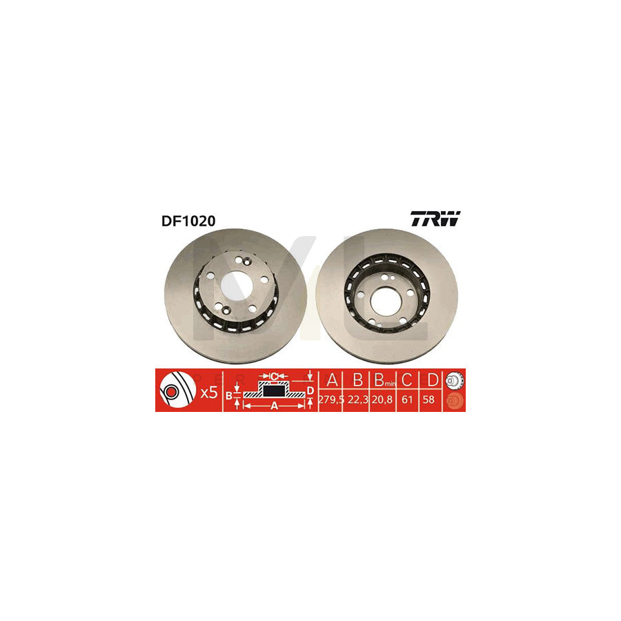 TRW DF1020 Brake Disc Vented | Performance Parts Direct Car Parts