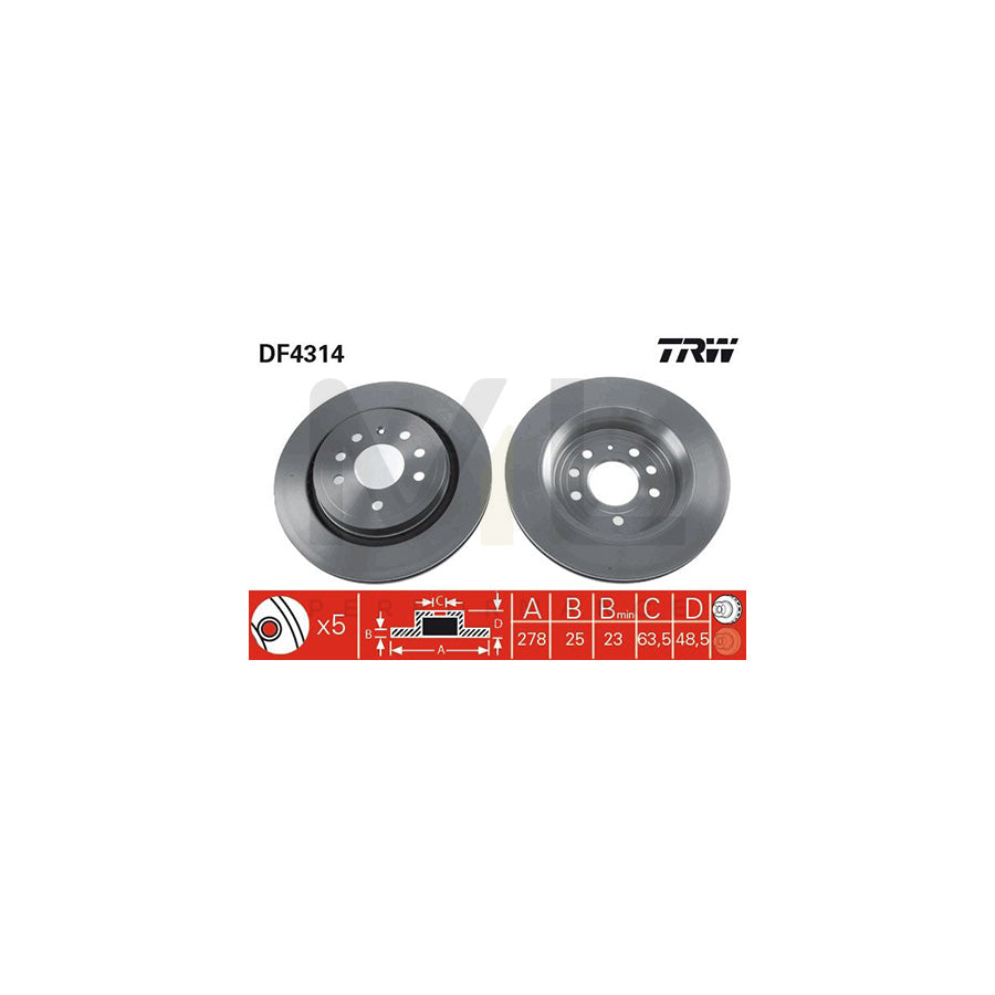 TRW DF4314 Brake Disc Vented | Performance Parts Direct Car Parts