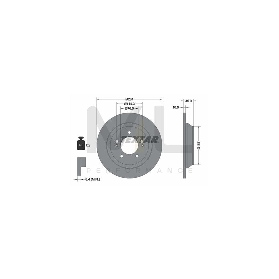 TEXTAR PRO 92267803 Brake Disc Solid, Coated, without wheel hub, without wheel studs | Performance Parts Direct Car Parts
