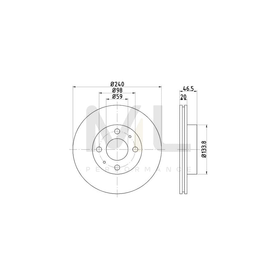 TEXTAR 92034300 Brake Disc for FIAT Uno Hatchback (146) Internally Vented, without wheel hub, without wheel studs | Performance Parts Direct Car Parts