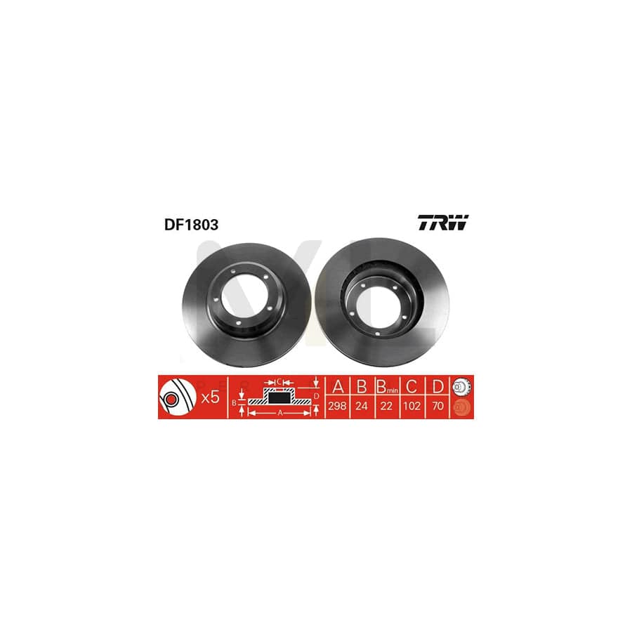 TRW DF1803 Brake Disc Vented, High-carbon | Performance Parts Direct Car Parts