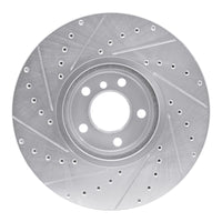R1 Concepts R1 02-06 BMW X5 Front Right Drilled & Slotted Silver Brake Rotor