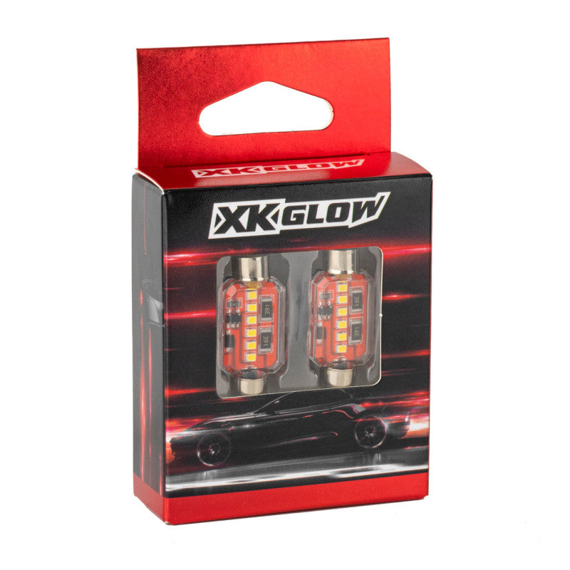 XKGLOW XK Glow White Festoon Error Free Ultra Bright LED Bulbs w/ Built-in Canbus 2pc 36mm