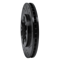 R1 Concepts R1 85-12 Nissan D21 Pickup RWD (4 Cyl Excl HD) Front Right Drilled & Slotted Black Brake Rotor