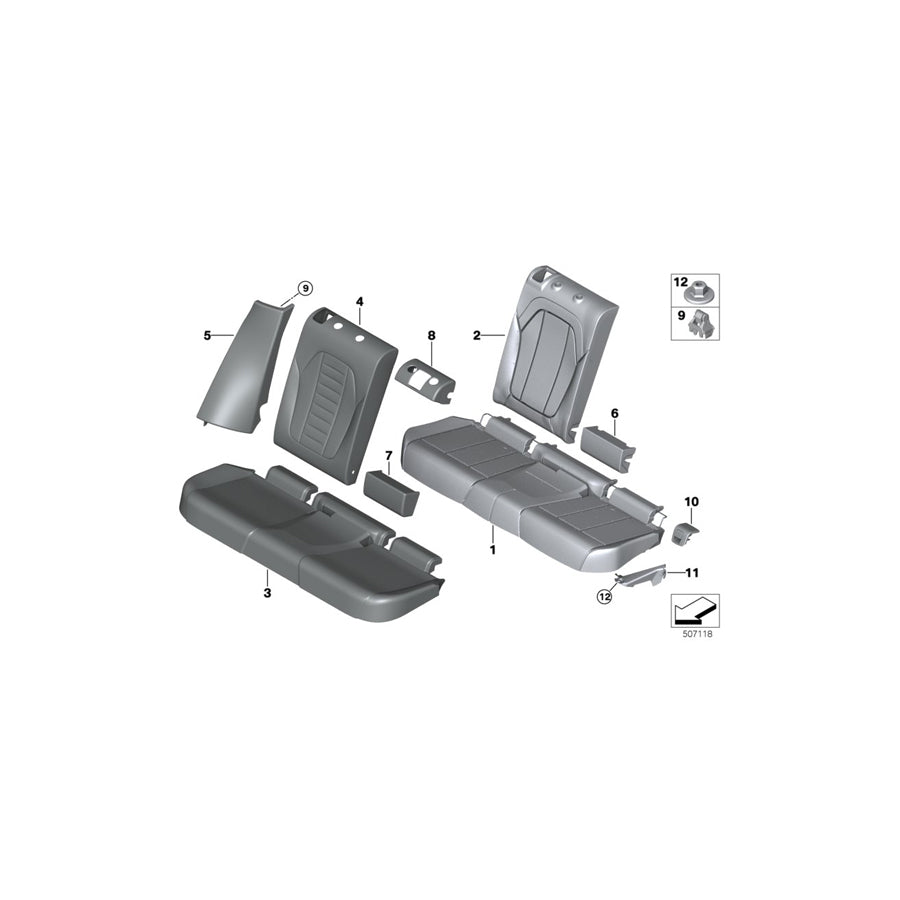 Genuine BMW 52207472872 G01 G02 Cover, Backrest, Center, Leather, Lower CANBERRABEIGE (Inc. X4 M40iX, X3 20i 1.6 & X4 30dX)