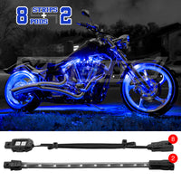XKGLOW XK Glow Single Color XKGLOW LED Accent Light Motorcycle Kit Blue - 8xPod + 2x8InStrips