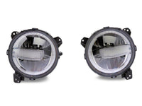 Raxiom 18-23 Jeep Wrangler JL Axial Series 9-In LED Headlights- Black Housing (Clear Lens)