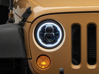 Raxiom 07-18 Jeep Wrangler JK Axial 7-In LED Headlights w/ DRL Turn Signals- Black Housing (Clear)