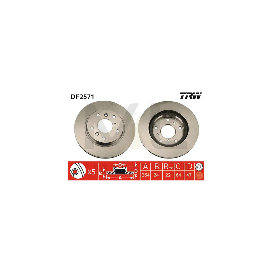 TRW DF2571 Brake Disc Vented | Performance Parts Direct Car Parts