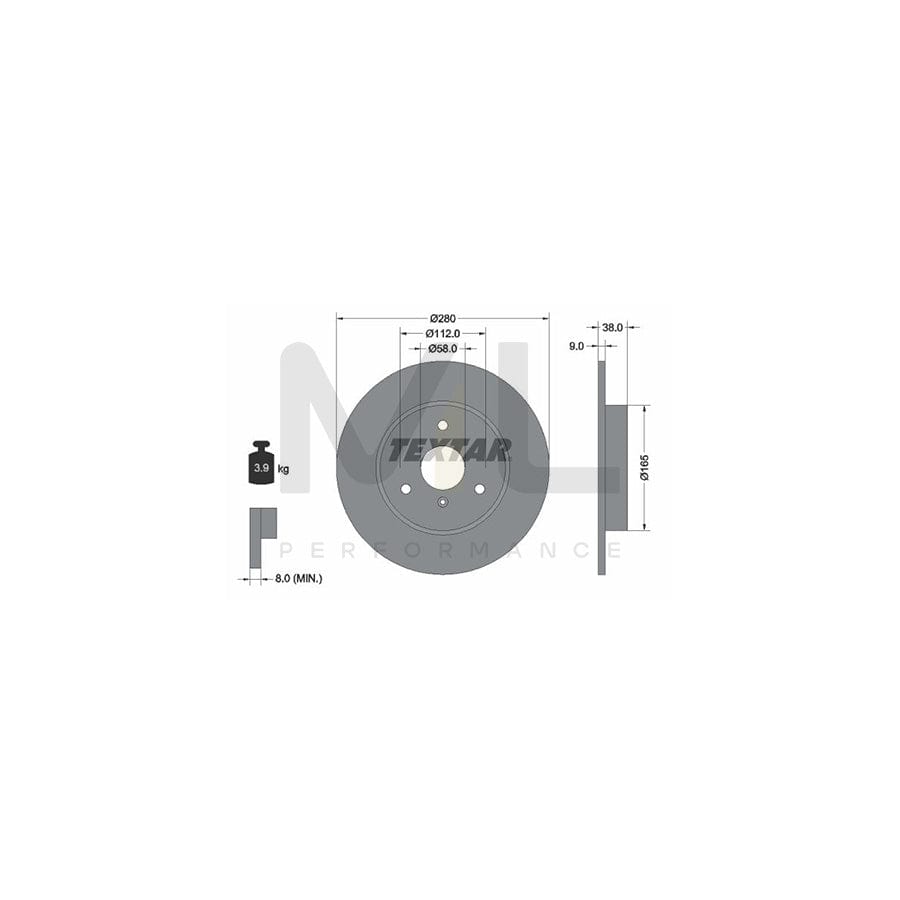TEXTAR 92097600 Brake Disc Solid, without wheel hub, without wheel studs | Performance Parts Direct Car Parts