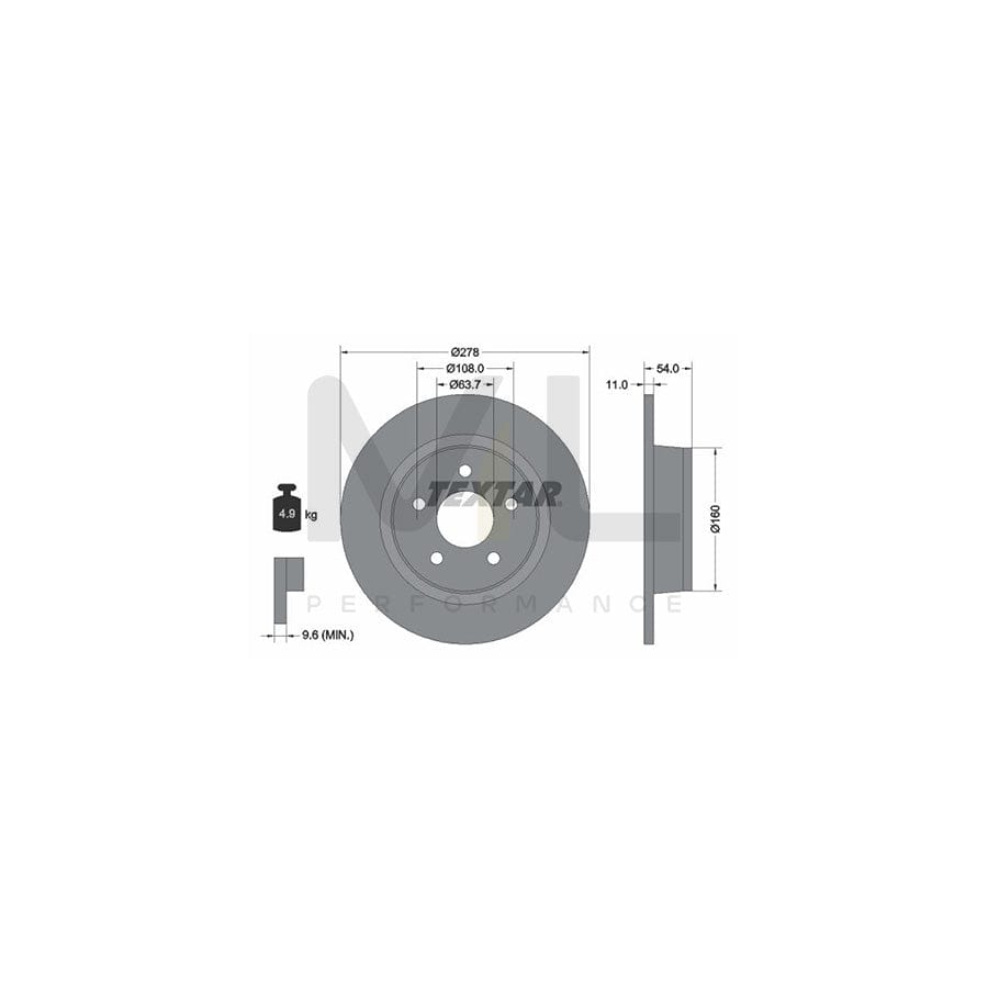 TEXTAR PRO 92124903 Brake Disc Solid, Coated, without wheel hub, without wheel studs | Performance Parts Direct Car Parts