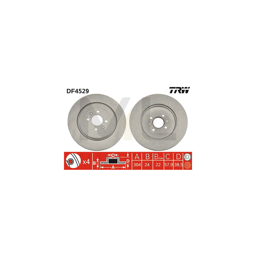 TRW DF4529 Brake Disc Vented, Painted | Performance Parts Direct Car Parts