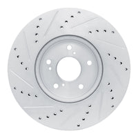 R1 Concepts R1 2013-2025 Acura ILX Front Right Drilled & Slotted Silver Brake Rotor