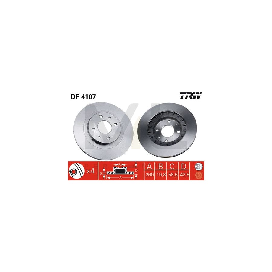 TRW DF4107 Brake Disc Vented, Painted | Performance Parts Direct Car Parts