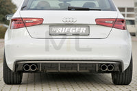 Rieger 00099143 Audi 8V A3 Rear Diffuser for Twin Tailpipe Left & Right - Carbon-Look