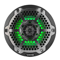 DS18 Hybrid Marine Speaker w/ Driver And RGB LED 6.5in 2-Way 250 Watts RMS 4 ohm Crbn Fiber w/ Cover
