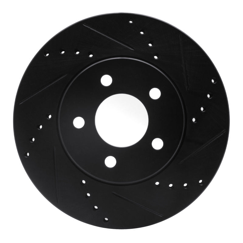 R1 Concepts R1 05-10 Ford Mustang Front Right Drilled & Slotted Black Brake Rotor