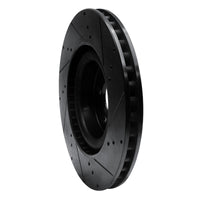 R1 Concepts R1 15-23 Ford Mustang Front Left Drilled & Slotted Black Brake Rotor