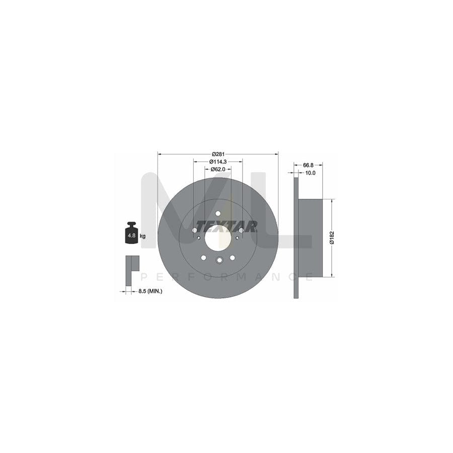 TEXTAR PRO 92240203 Brake Disc Solid, Coated, without wheel hub, without wheel studs | Performance Parts Direct Car Parts