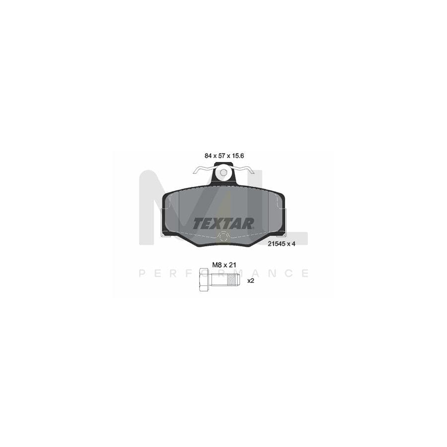 TEXTAR 2154501 Brake pad set not prepared for wear indicator, with brake caliper screws