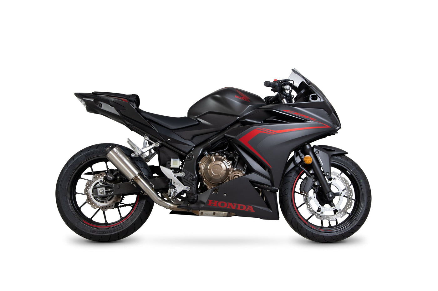 Scorpion PHA186SEO Honda CBR500 R Red Power Slip-On Exhaust - Brushed Stainless Steel Sleeve