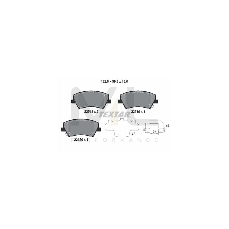 TEXTAR 2251801 Brake pad set incl. wear warning contact, with accessories