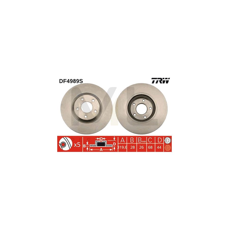 TRW DF4989S Brake Disc Vented, Painted | Performance Parts Direct Car Parts