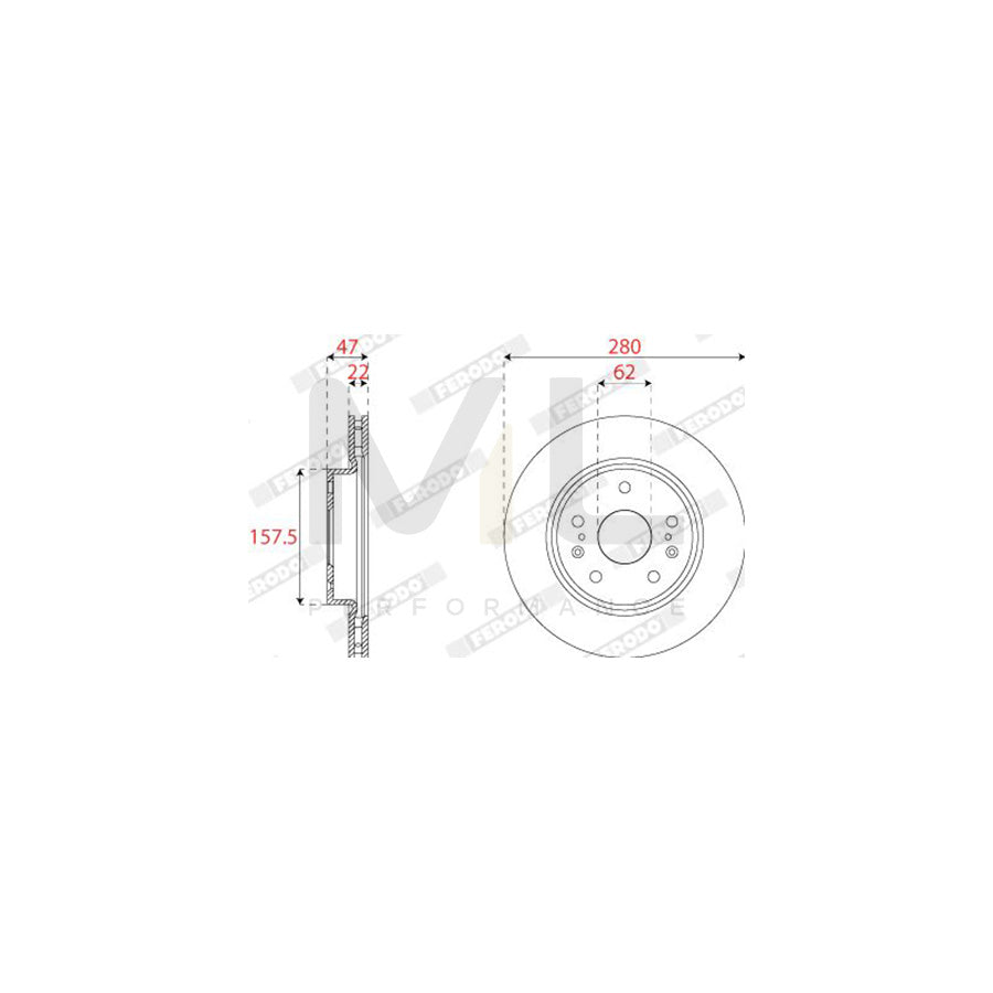 FERODO DDF2791C Brake Disc Vented | Performance Parts Direct Car Parts
