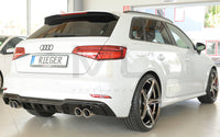 Rieger 00088182 Audi 8V A3 Rear Diffuser for Twin Tailpipe Left & Right - Glossy Black