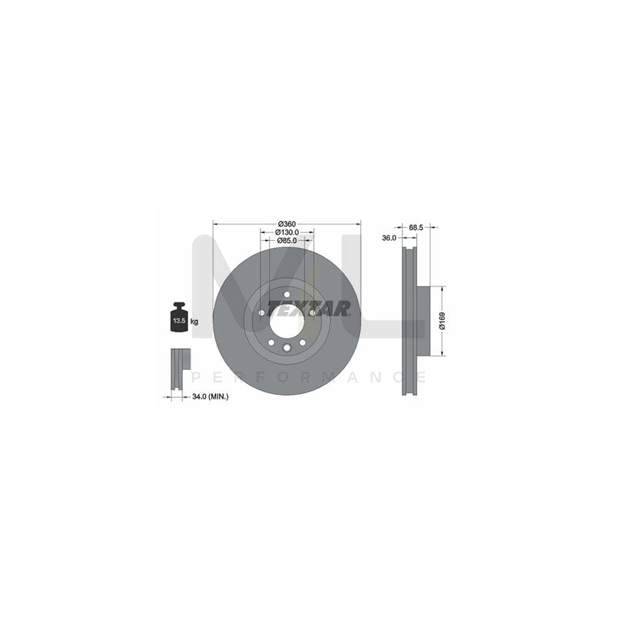TEXTAR OE-Line 92219610 Brake Disc Internally Vented, Coated, High-carbon, without wheel hub, without wheel studs | Performance Parts Direct Car Parts