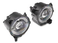 Raxiom 18-23 Jeep Wrangler JL Axial Series 9-In LED Angel Eye Headlights- Black Housing (Clear Lens)