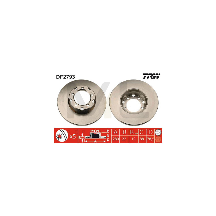TRW DF2793 Brake Disc Solid, High-carbon | Performance Parts Direct Car Parts