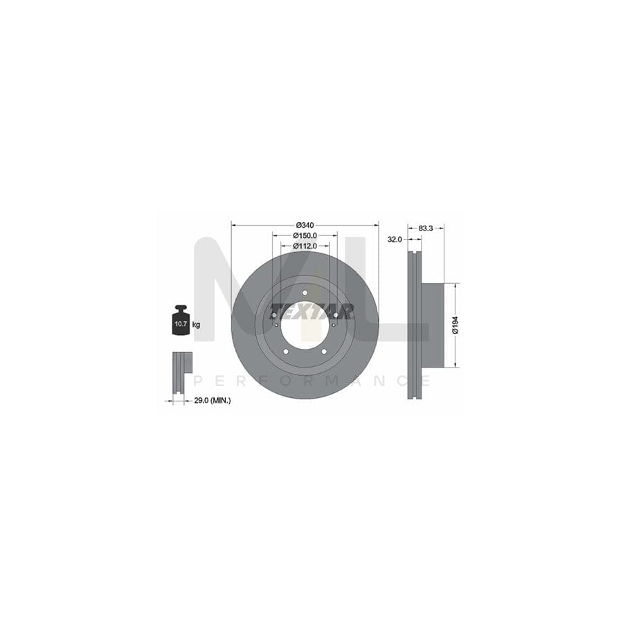 TEXTAR 92204600 Brake Disc Internally Vented, without wheel hub, without wheel studs | Performance Parts Direct Car Parts