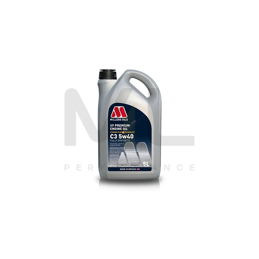 Millers Oils 7640GG XF Premium C3 5W-40 Fully Synthetic Engine Oil 5l