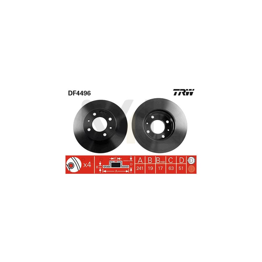 TRW DF4496 Brake Disc Vented, Painted | Performance Parts Direct Car Parts
