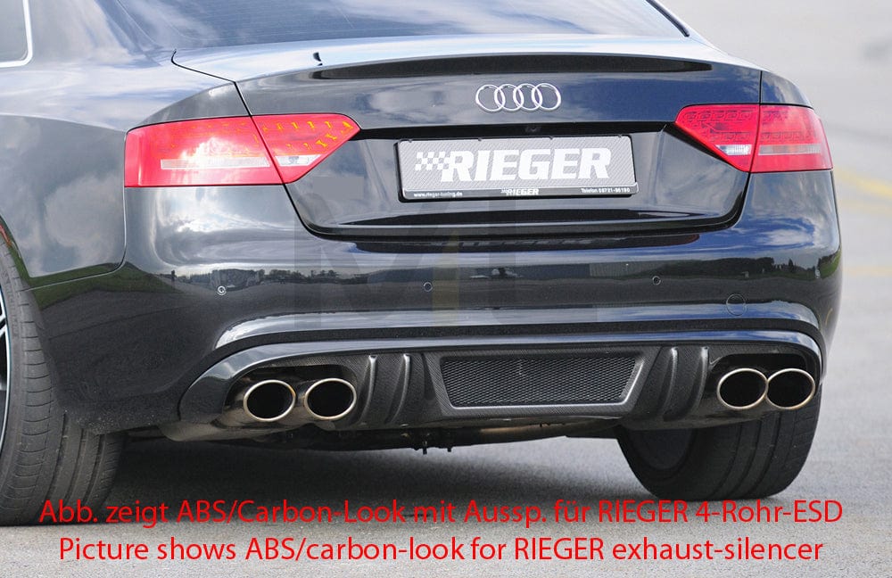 Rieger 00055414 Audi B8 B81 A5 Rear Diffuser for Original Twin Tailpipe Left -  Matte Black