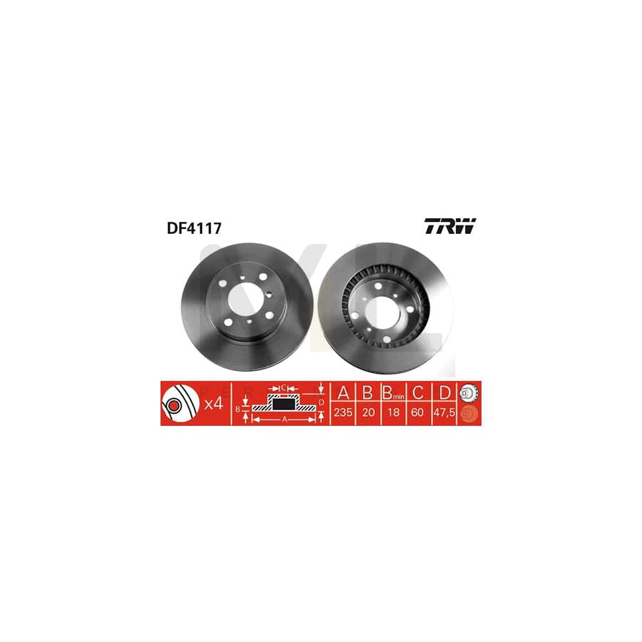 TRW DF4117 Brake Disc Vented, Painted | Performance Parts Direct Car Parts