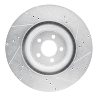 R1 Concepts R1 15-23 Ford Mustang Front Left Drilled & Slotted Silver Brake Rotor