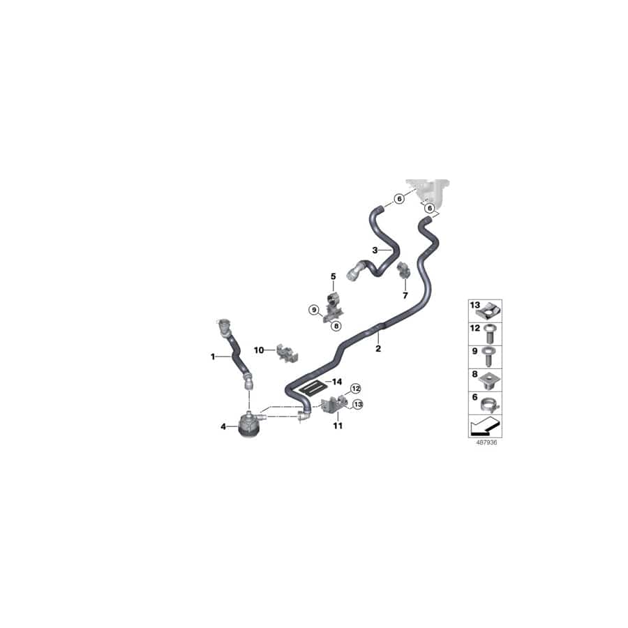 Genuine BMW 64219299622 G12 G11 G30 Coolant Hose, Return Heat exchanger - engine (Inc. 520d ed, 525d & 725Ld)