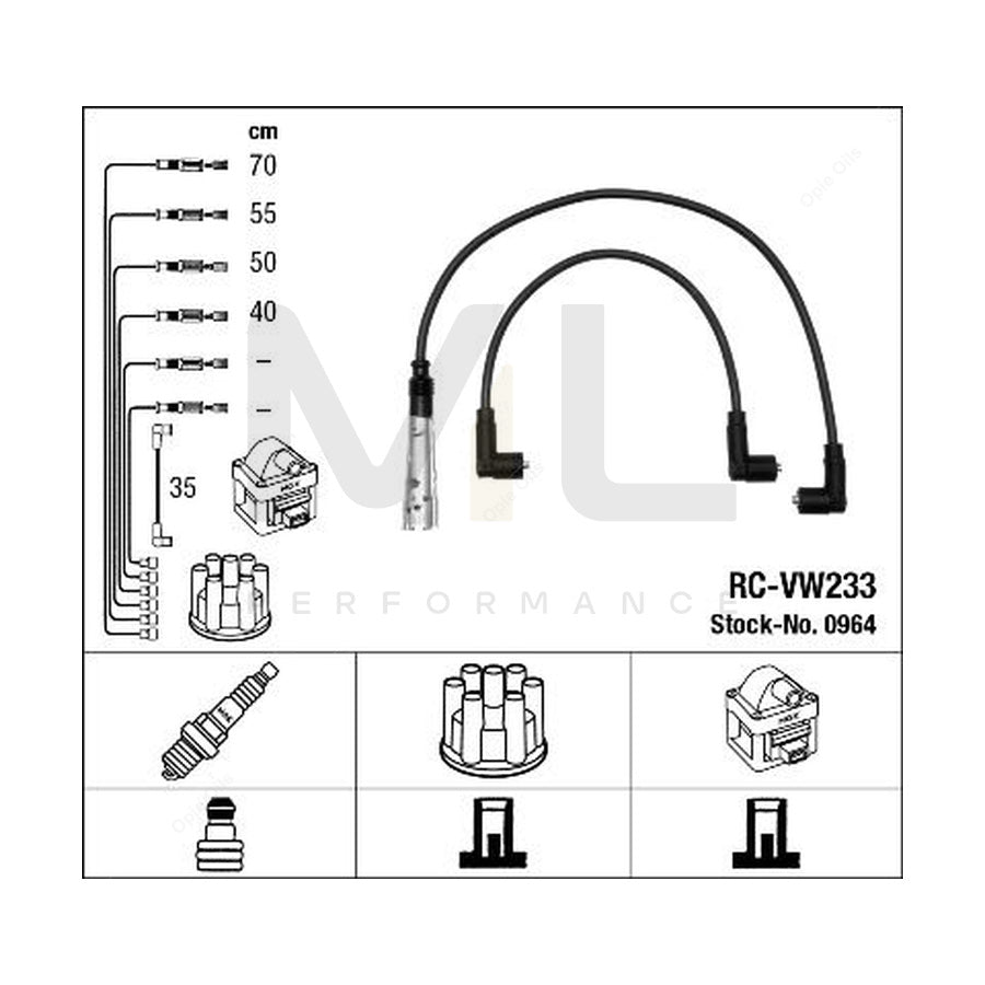 NGK Ignition Cable Kit RC-VW233 (NGK0964)