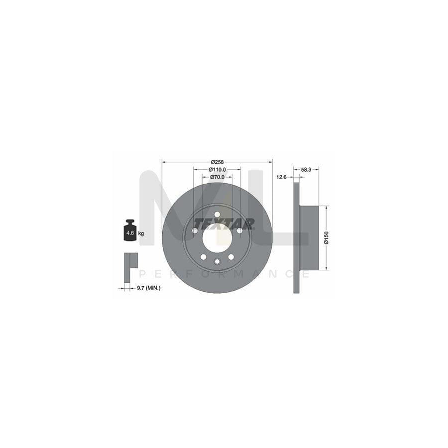 TEXTAR 92038000 Brake Disc Solid, without wheel hub, without wheel studs | Performance Parts Direct Car Parts