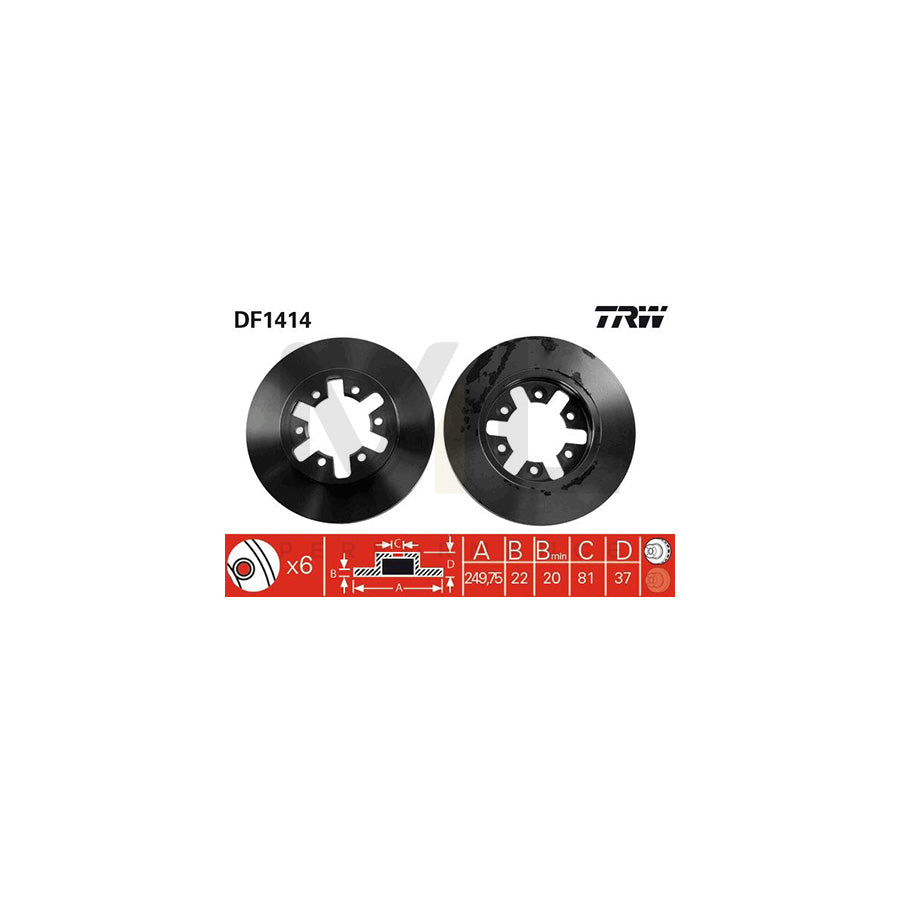 TRW DF1414 Brake Disc Vented, Painted | Performance Parts Direct Car Parts