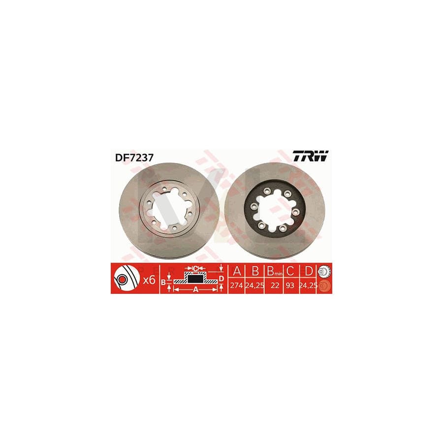 TRW DF7237 Brake Disc Vented, Painted | Performance Parts Direct Car Parts
