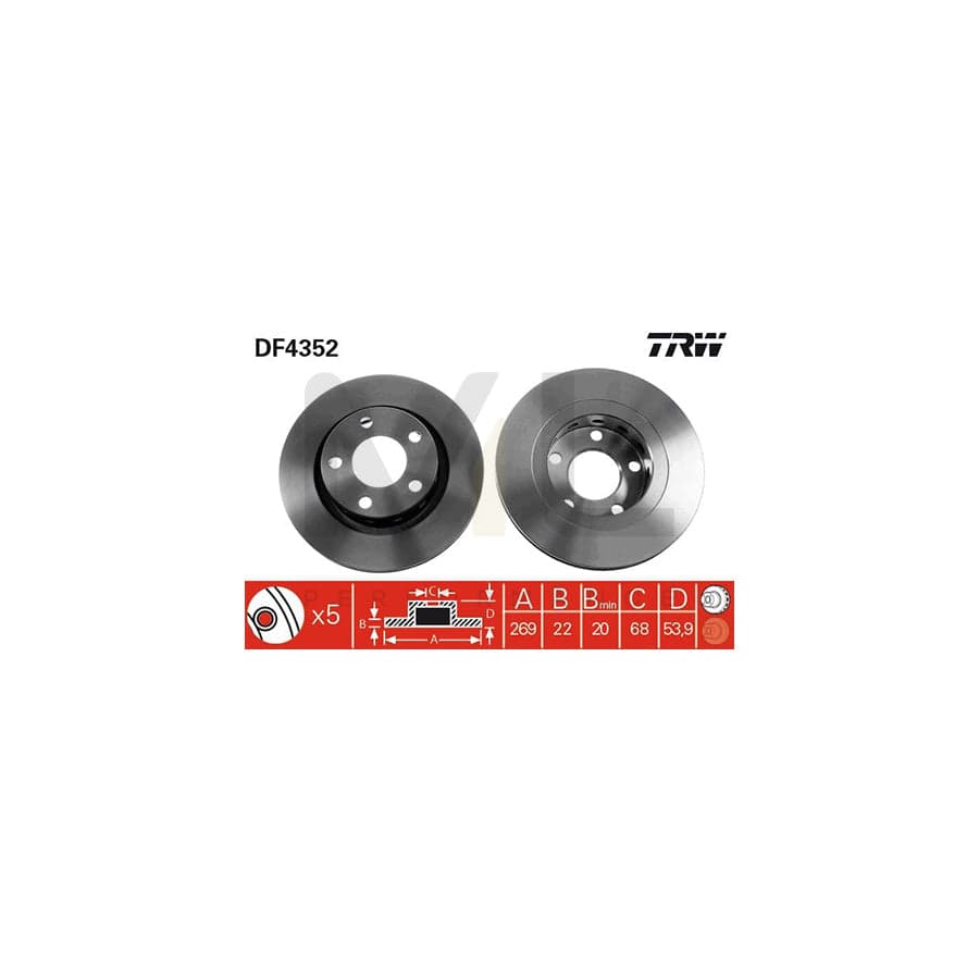 TRW DF4352 Brake Disc Vented, Painted | Performance Parts Direct Car Parts