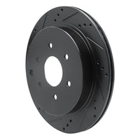 R1 Concepts R1 10-24 Infiniti QX56 Rear Left Drilled & Slotted Black Brake Rotor