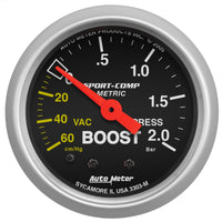 Autometer Sport-Comp 52mm 60cm/HG -2.0 Bar Mechanical Boost Gauge