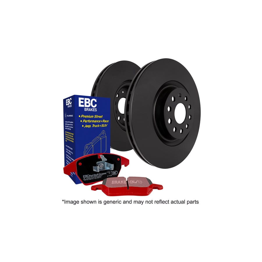 EBC PD02KF581 BMW E82 E88 Redstuff Front Brake Pad & Plain Disc Kit