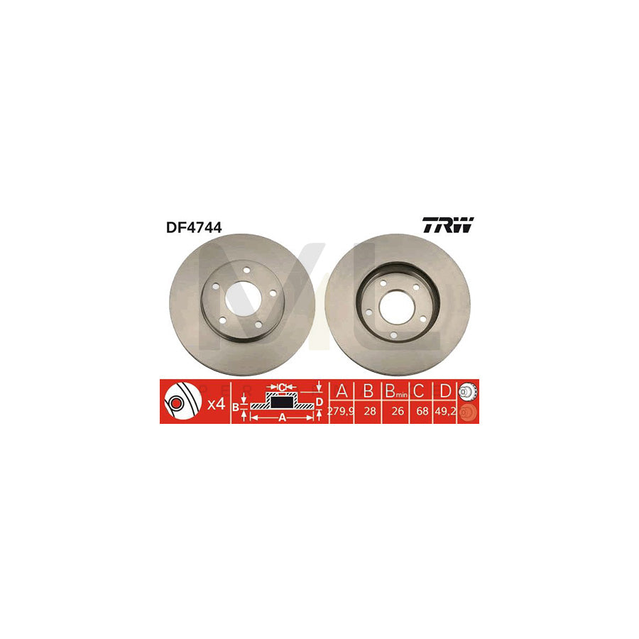 TRW DF4744 Brake Disc Vented | Performance Parts Direct Car Parts