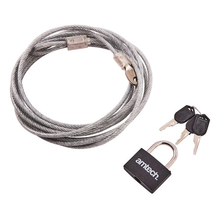 Amtech 3m x 4mm Security Cable & Padlock | Performance Parts DirectDIY & Power Tools