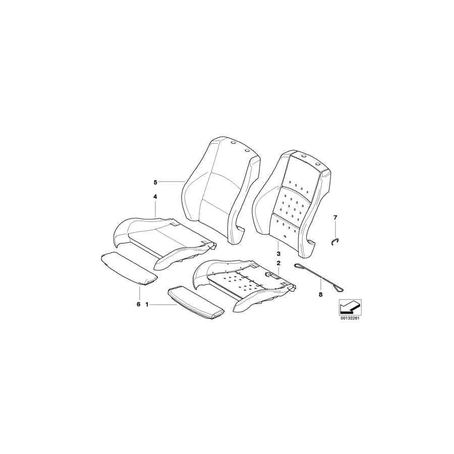 Genuine BMW 52106978875 E92 Cover Backrest Leather Left GRAU (Inc. 330d, 335xi & 325i)